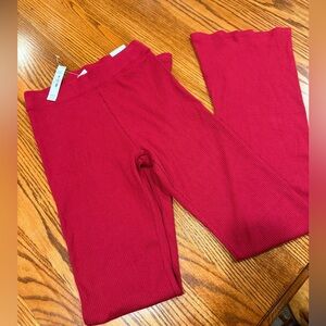 NWT Victoria’s Secret PINK Red Stretch Cotton Ribbed Flare Leggings - Size Small